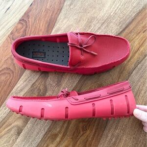 Swims men’s braided lace luxe loafer driver red waterproof boat shoes
